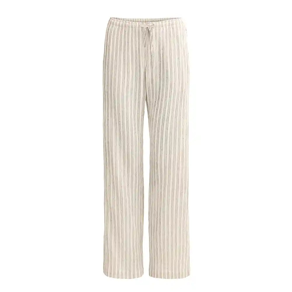 Pantalone largo mussola cotone bio elastico laccetto donna frontale