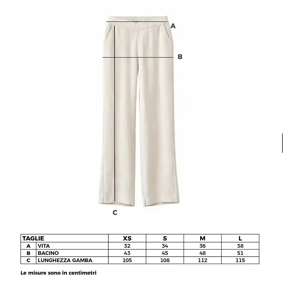 Pantalone gamba larga in lino naturale sabbia