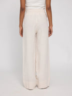 Pantalone donna gamba larga palazzo lino naturale posteriore