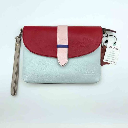 Borsa Pochette in Pelle | Rossa e Celeste Chiaro