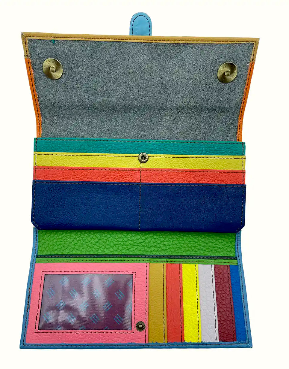 Portafoglio donna colorato in pelle riciclata