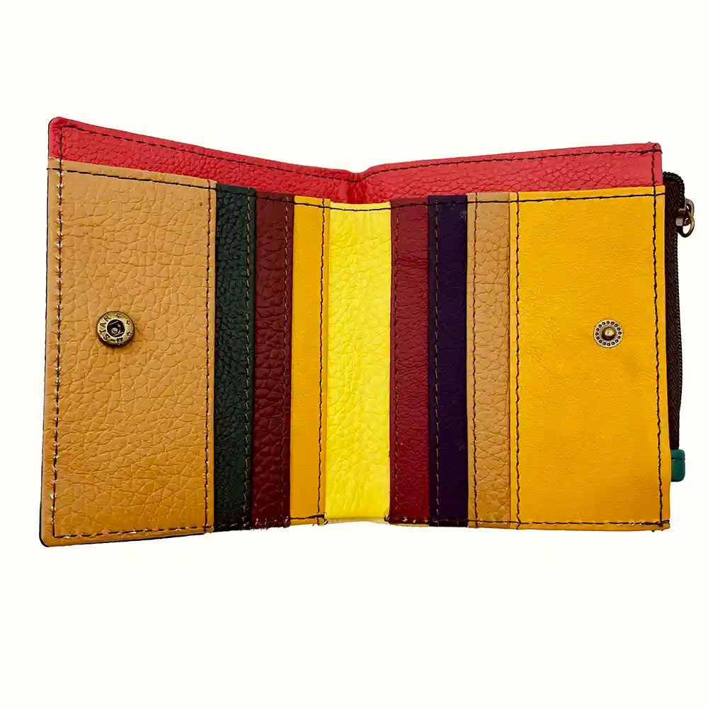 Portafoglio donna piccolo in pelle con zip