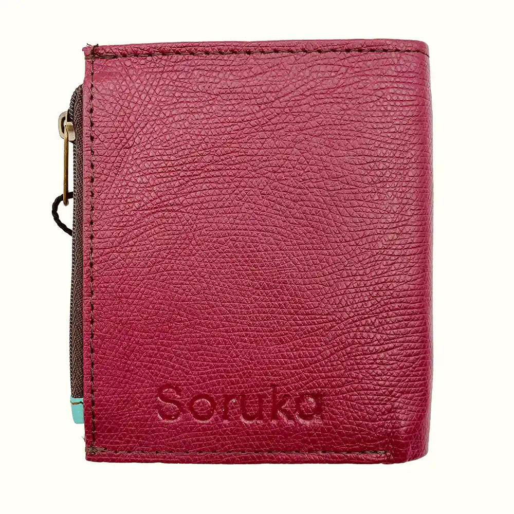 Portafoglio donna piccolo in pelle con zip