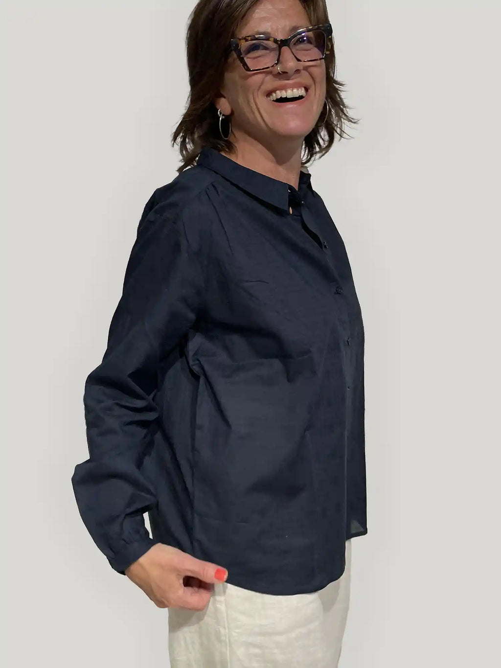 camicia blu cotone biologico GOTS
