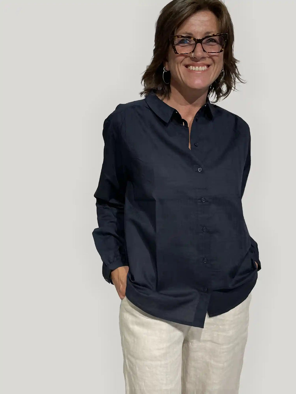 Camicia Donna in Cotone Biologico GOTS - Blu Navy