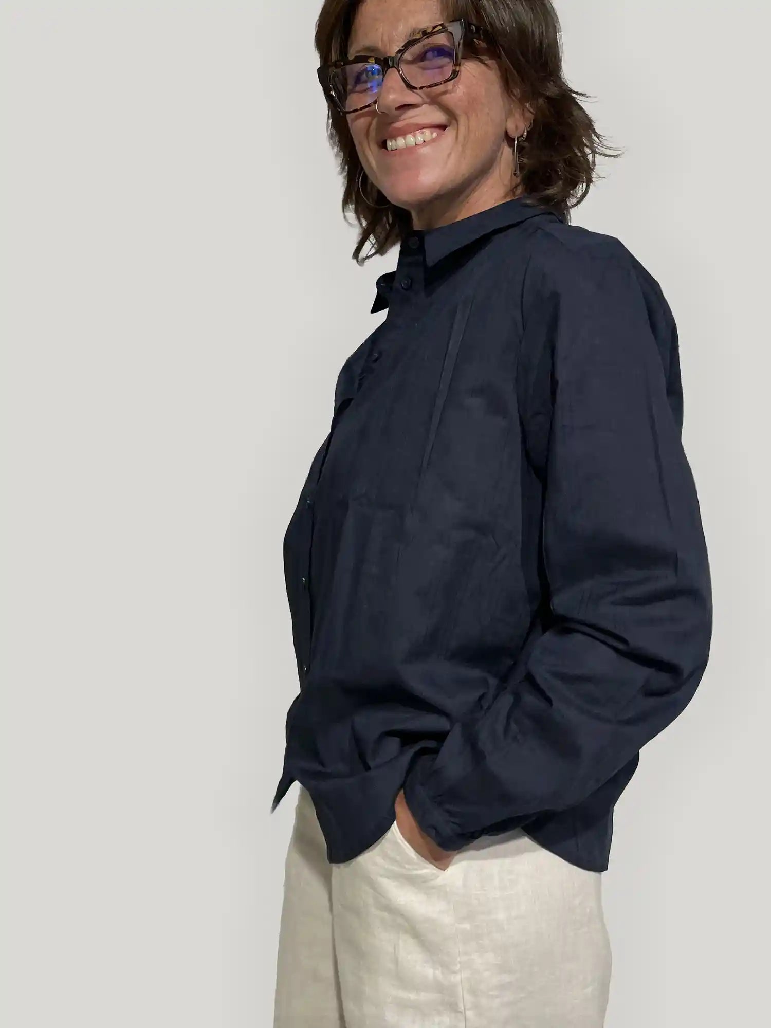 Camicia Donna in Cotone Biologico GOTS - Blu Navy