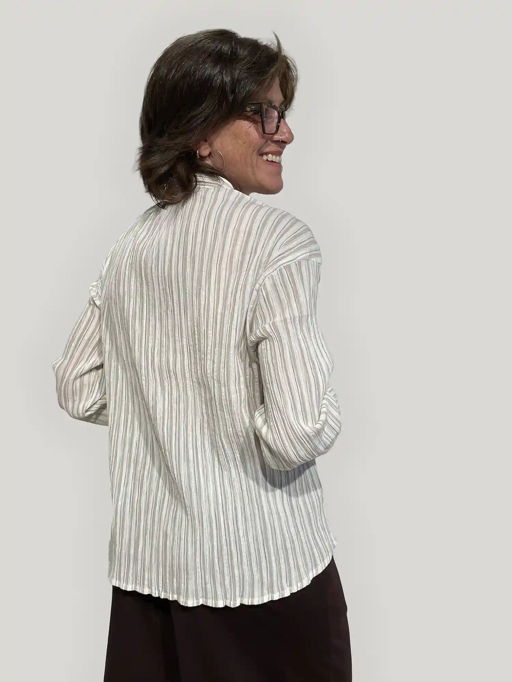 Camicia Donna in Mussola di Cotone Biologico GOTS - a Righe
