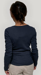 Maglia Donna a Costine in Cotone Biologico GOTS – Blue Navy