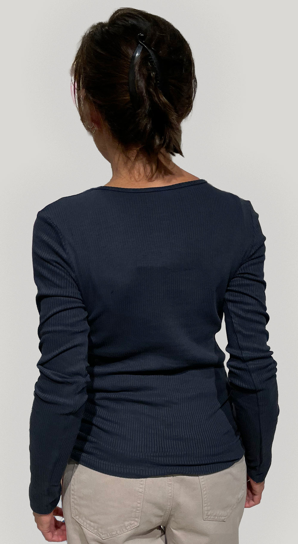 Maglia Donna a Costine in Cotone Biologico GOTS – Blue Navy