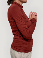 T-shirt donna cotone biologico GOTS bordeaux manica lunga