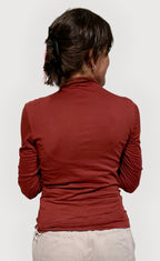T-shirt donna cotone biologico GOTS bordeaux manica lunga
