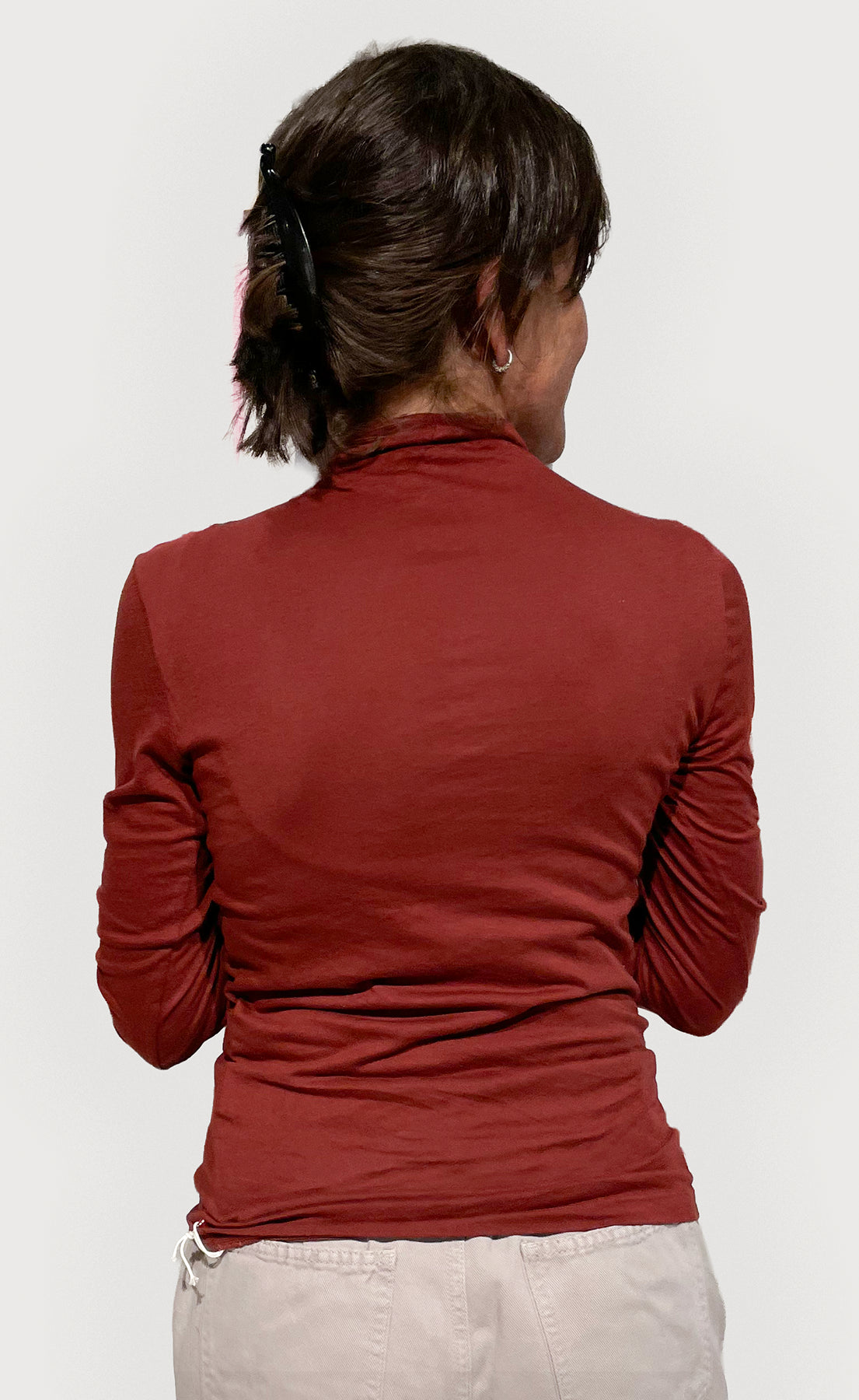 T-shirt donna cotone biologico GOTS bordeaux manica lunga