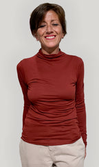 T-shirt donna cotone biologico GOTS bordeaux manica lunga