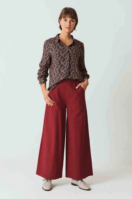 Pantaloni righe con toppe cot.bio