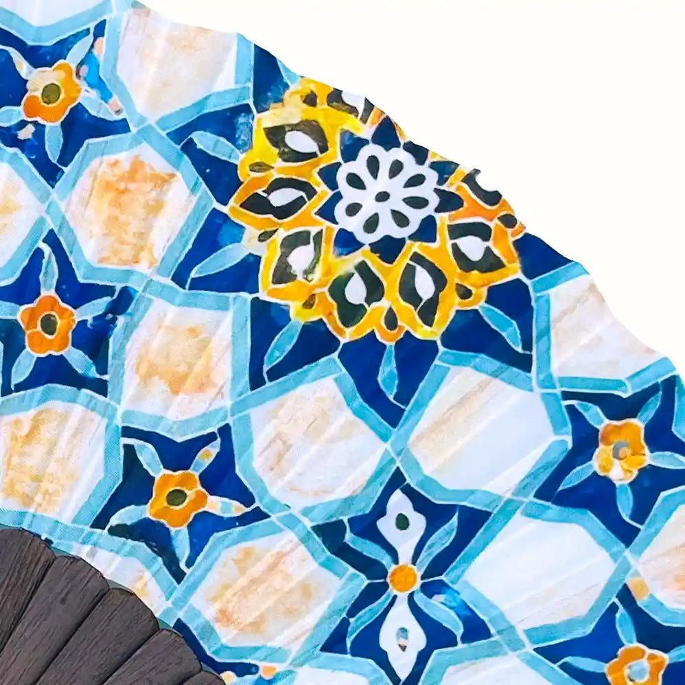 Ventaglio Seta Azulejo Azzurro Donna