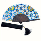  Ventaglio donna seta fantasia azulejo 