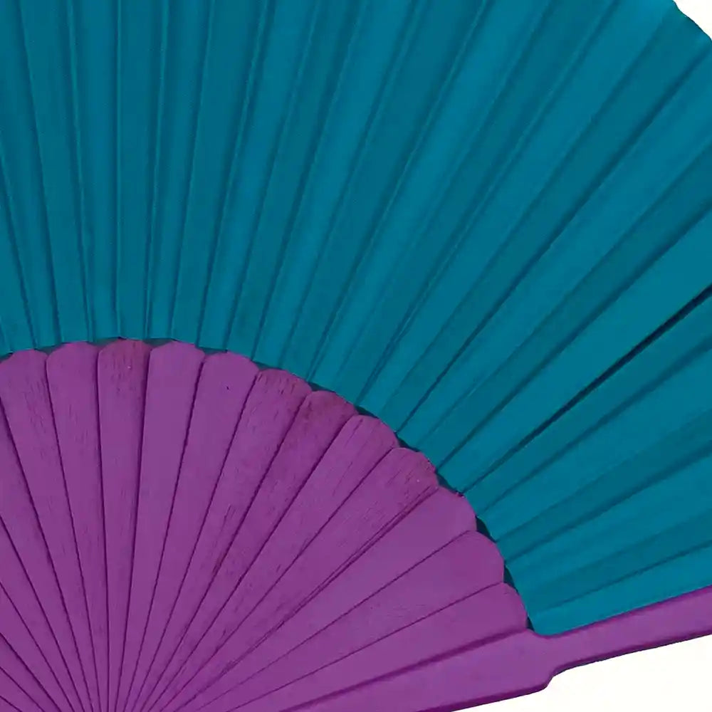 Ventaglio Seta Bicolore Petrolio Fucsia