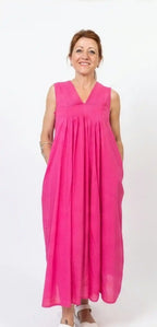 Vestito lungo in cotone indiano Fucsia