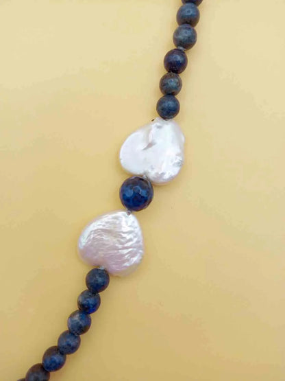 Collana Vintage con Pietre Blu lapislazzuli e madreperla