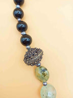 Collana Vintage Onice Nera e Prehnite