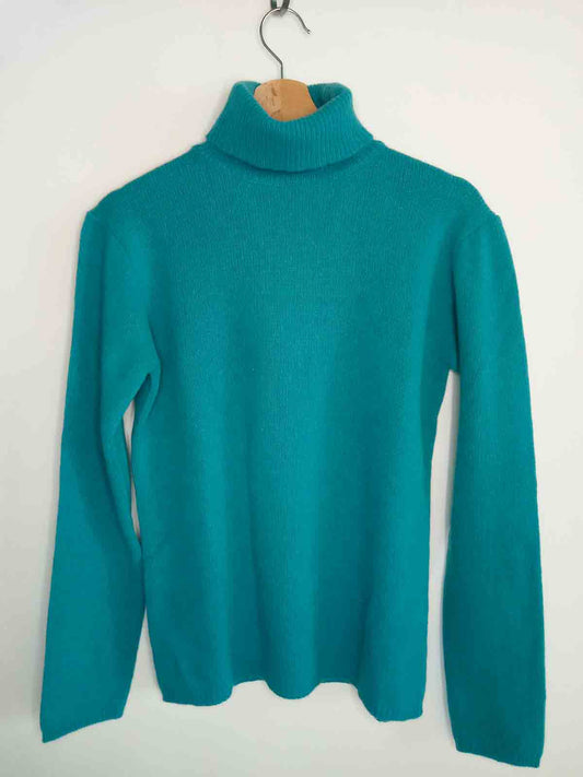 Maglia Donna Collo alto Turchese Puro Cashmere rigenerato
