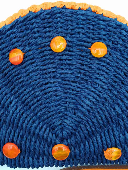 Pochette Donna in Rafia decorata con Agata Arancio